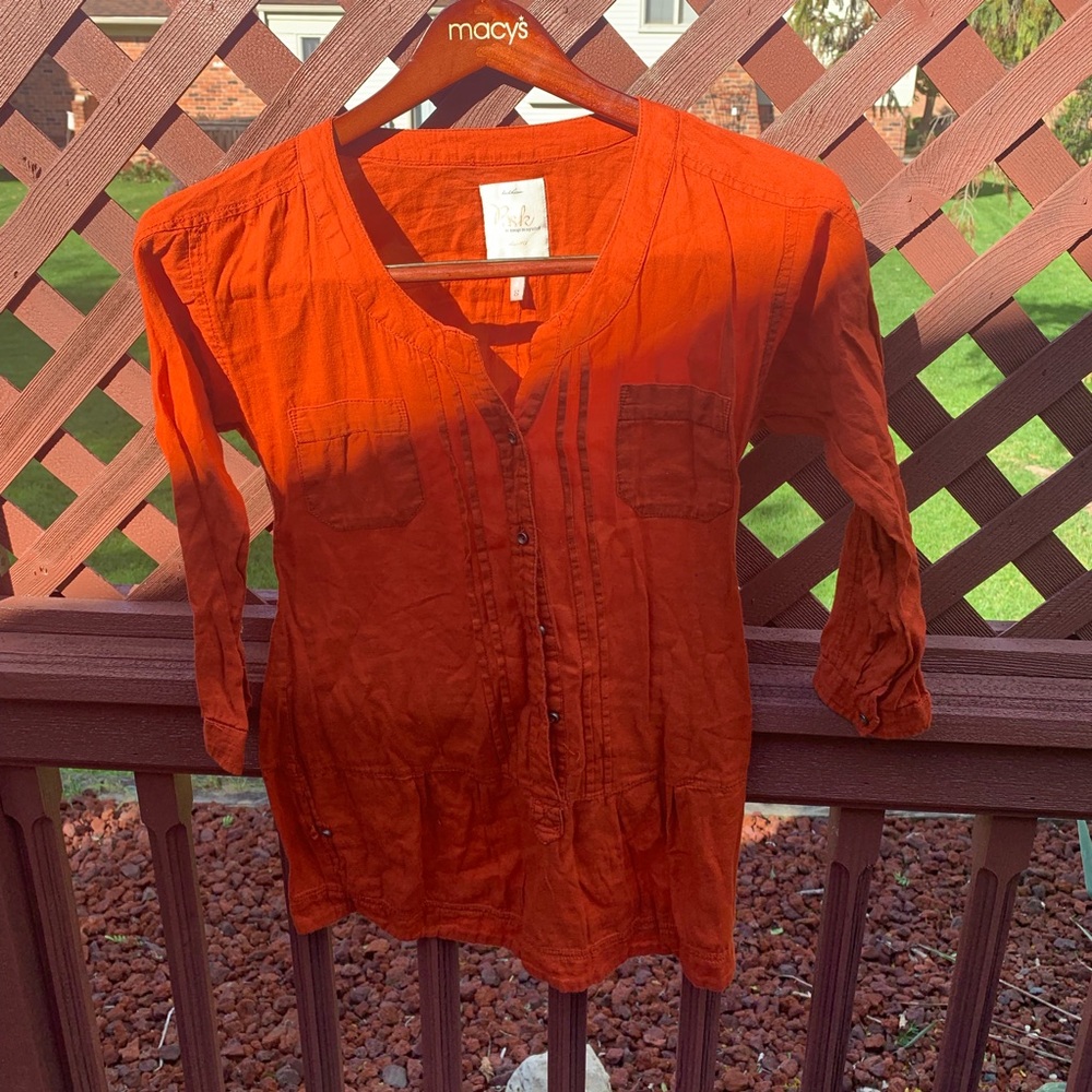 Long orange button up